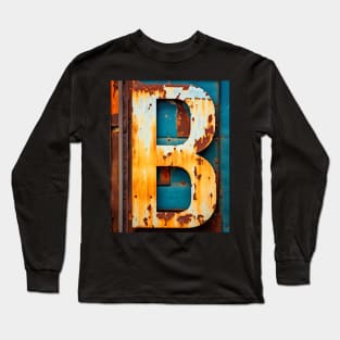 Rusty Letter B Antique Monogram Letter B Initial Alphabet Long Sleeve T-Shirt